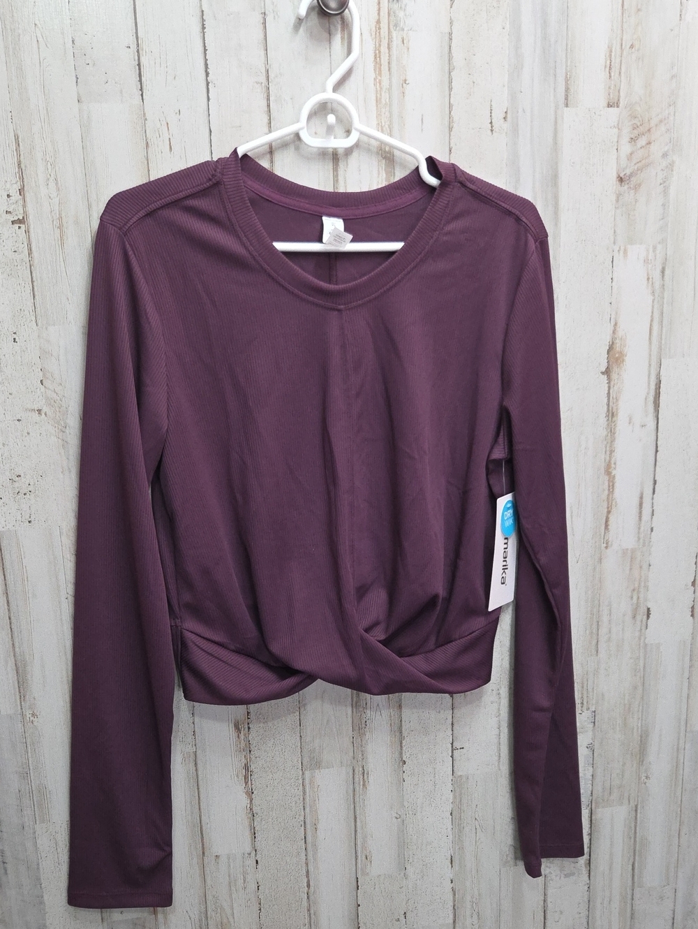 Marika Dark Purple Long Sleeve Crop Dry Wik Athletic Workout Top Tee Size XL